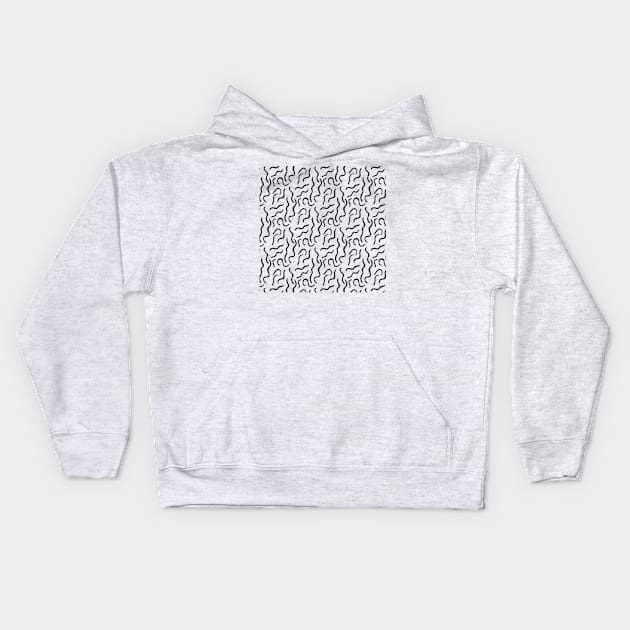 Monochrome Curves Pattern Kids Hoodie by Patternos